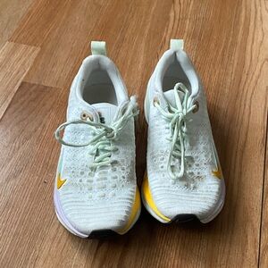 Kids White and Yellow Athletic Shoes